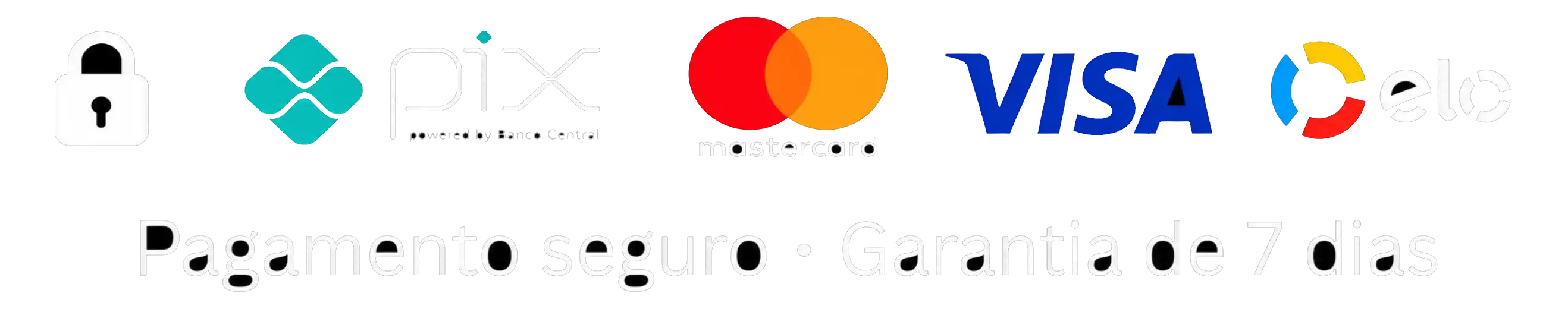 Pagamento seguro · Pix ou cartão em 12x · Garantia de 7 dias